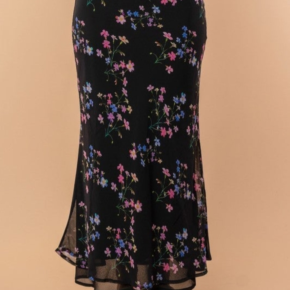 Floral Black Skirt